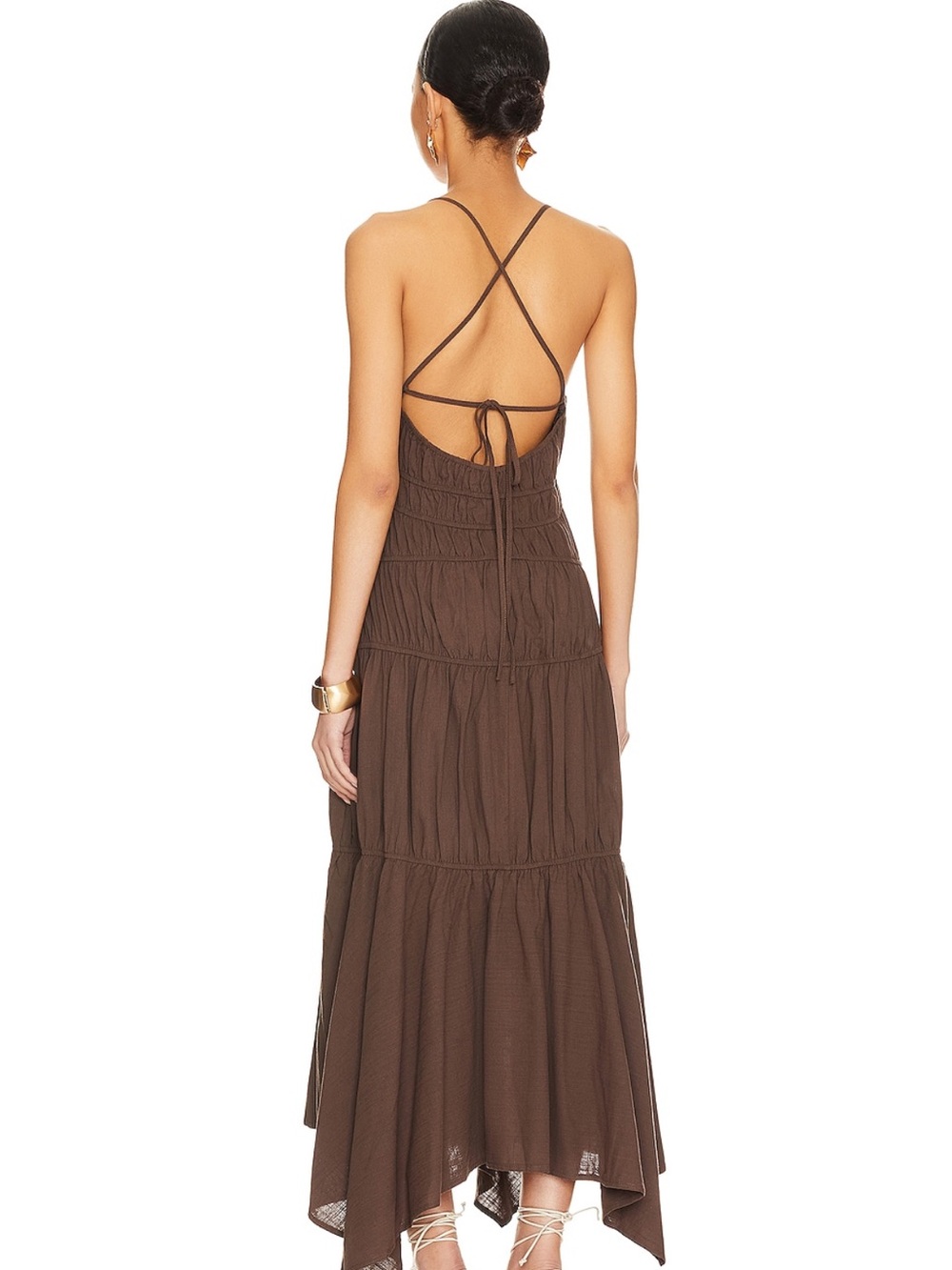 SNDYS Brown Spaghetti-Strap Midi Dress - Picture 2 of 2